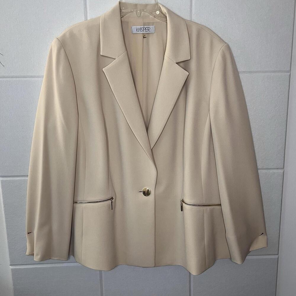 Kasper Suit Blazer Women’s Plus Size 24 Single Breasted Professional Color Ivory